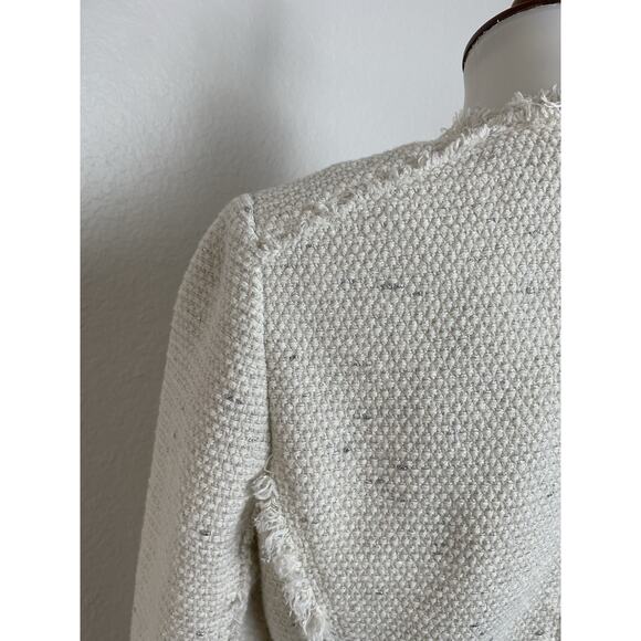 Rebecca Taylor Blazer Jacket Single Breast Open Front Fringe Tweed - Picture 8 of 14